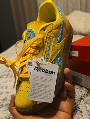 Reebok Yellow Suede Sneakers with Blue Logo Trim